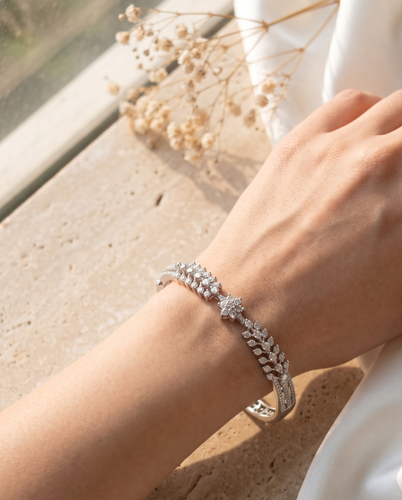 Pearl Glow Crystal Kada for Women