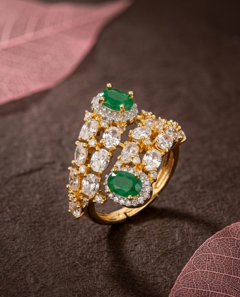 Gulnaar Ruby Bloom Adjustable Ring for Women