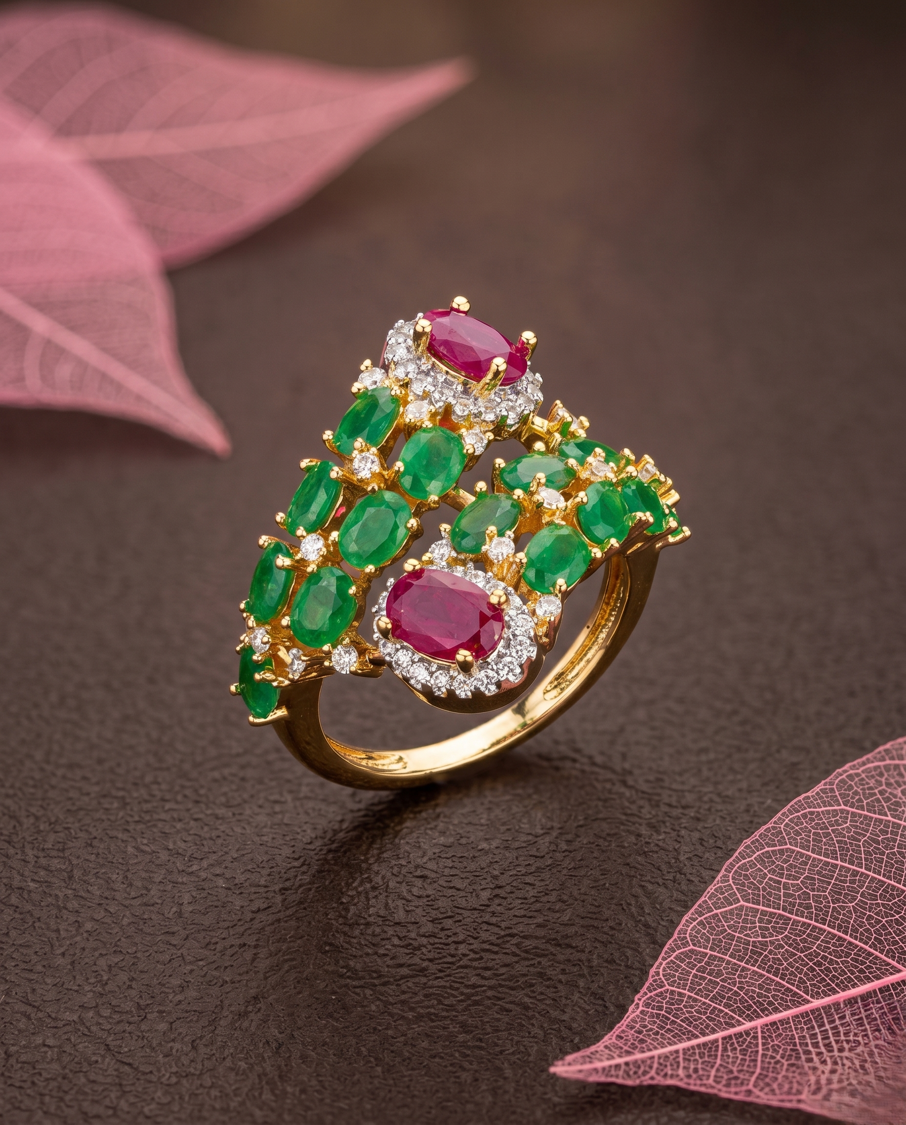 Gulnaar Ruby Bloom Adjustable Ring for Women