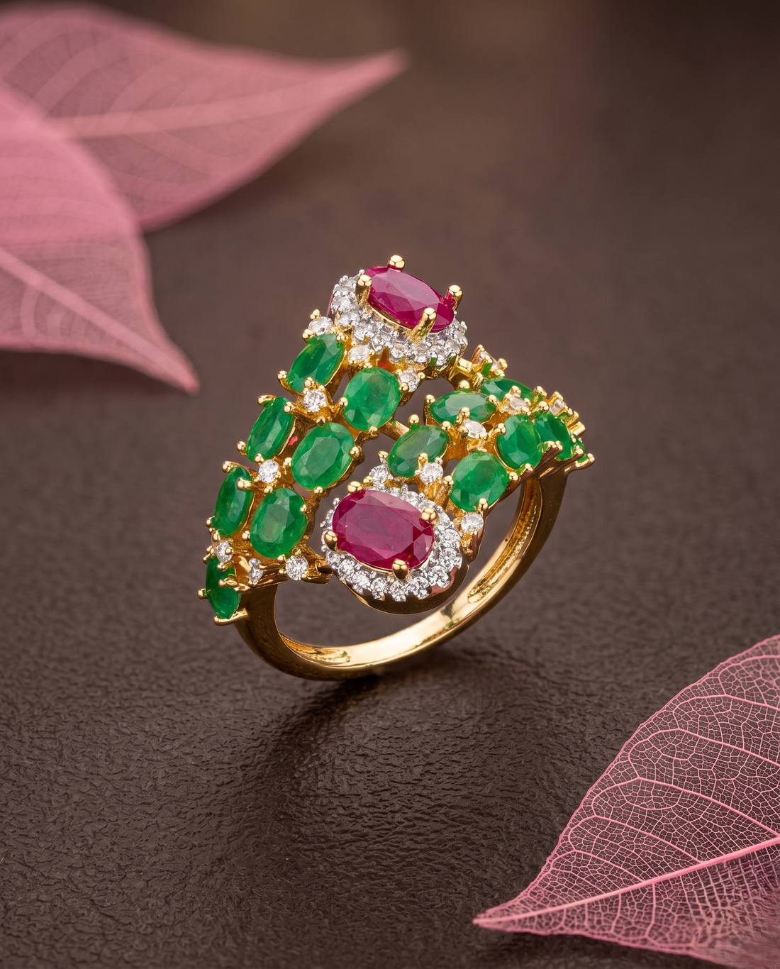 Gulnaar Ruby Bloom Adjustable Ring for Women