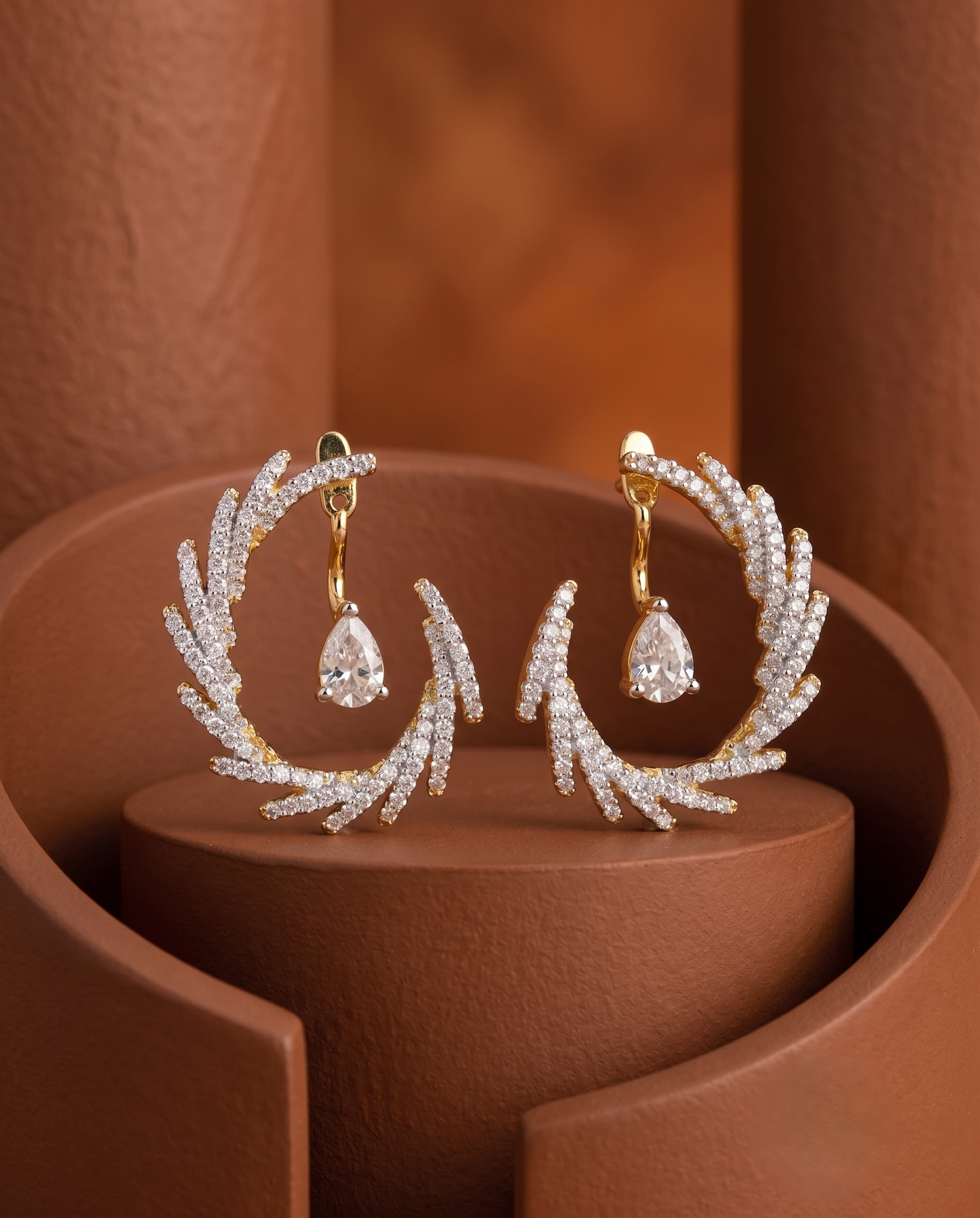 Premium Celestia Wing Flexi Drops – Convertible Diamond Feather Earrings (Wear Solo or With Drop Combo)