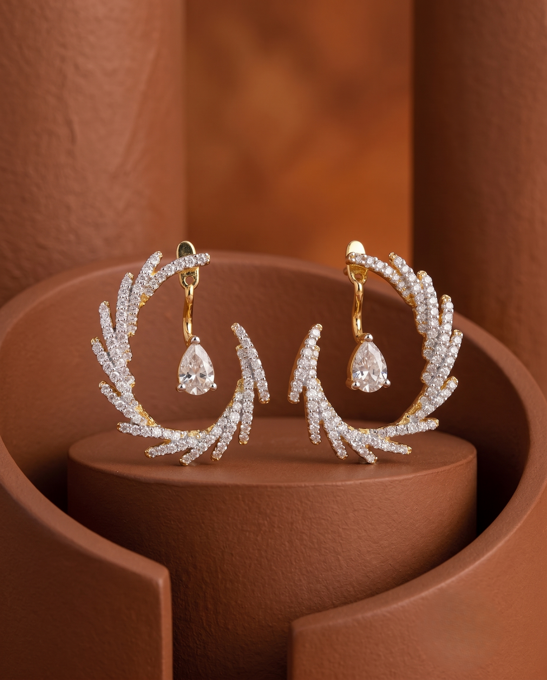 Premium Celestia Wing Flexi Drops – Convertible Diamond Feather Earrings (Wear Solo or With Drop Combo)