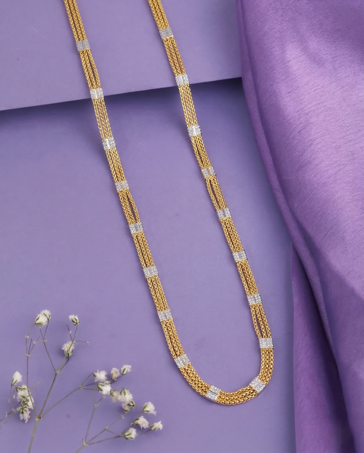 Premium Italian Two Tone Multi Strand Designer Chain Necklace
