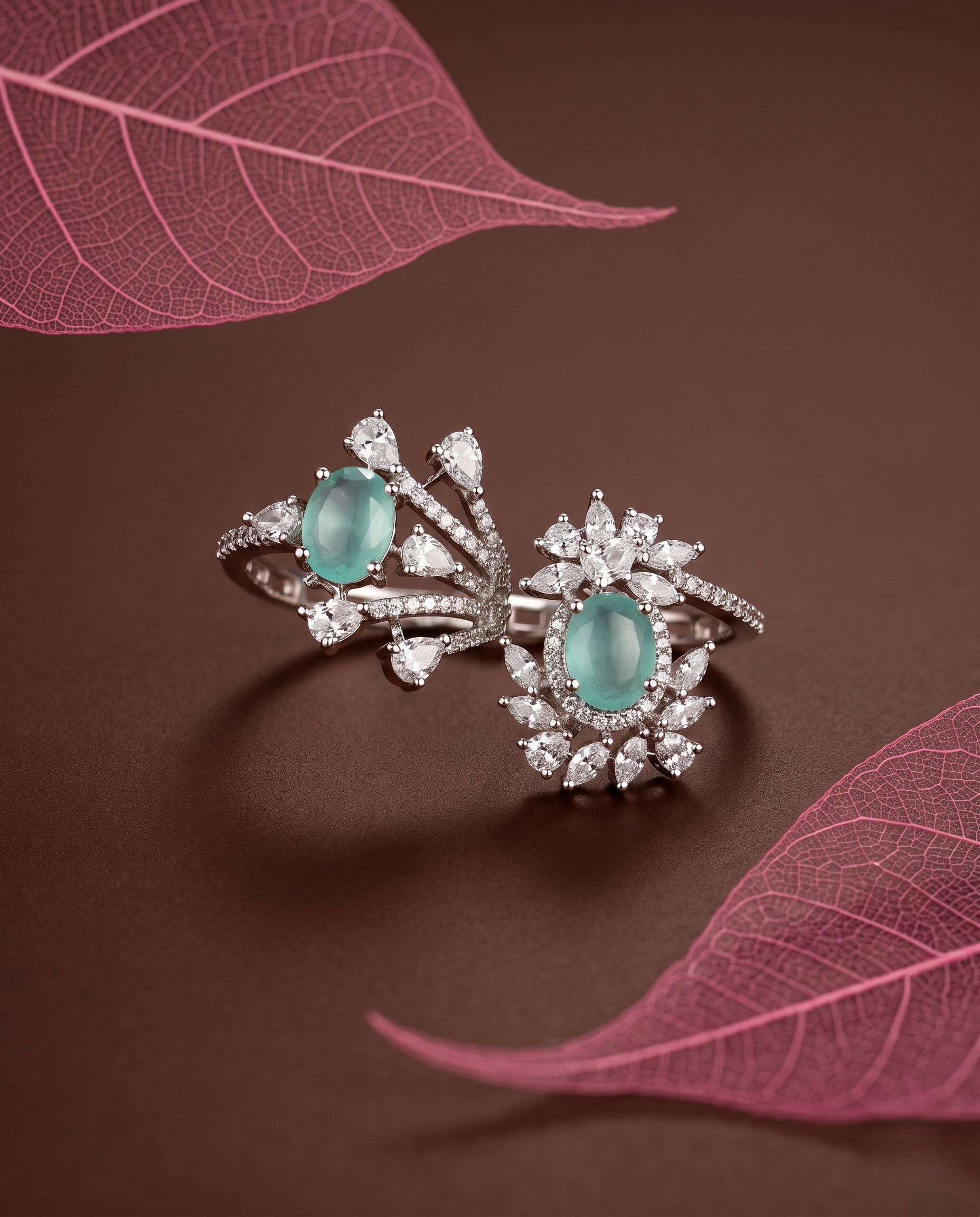 Elara Bloom Adjustable Double Finger Statement Ring