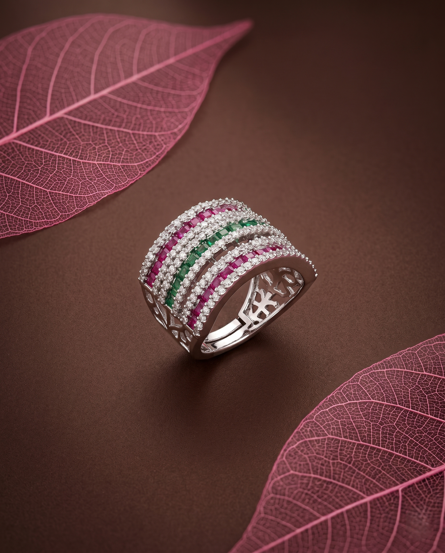 Adjustable Diamond Band Ring for Women | 6 Color Variants Multi Layer Luxury Ring