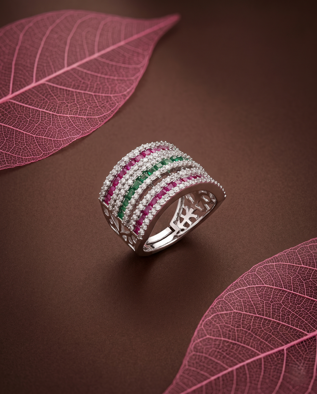 Adjustable Diamond Band Ring for Women | 6 Color Variants Multi Layer Luxury Ring