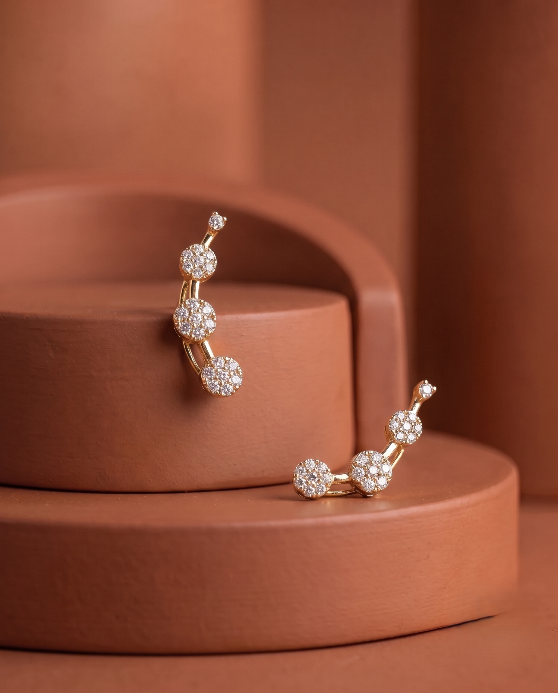 Diamond Curve Gold Finish Ear Cuff - Premium Quality