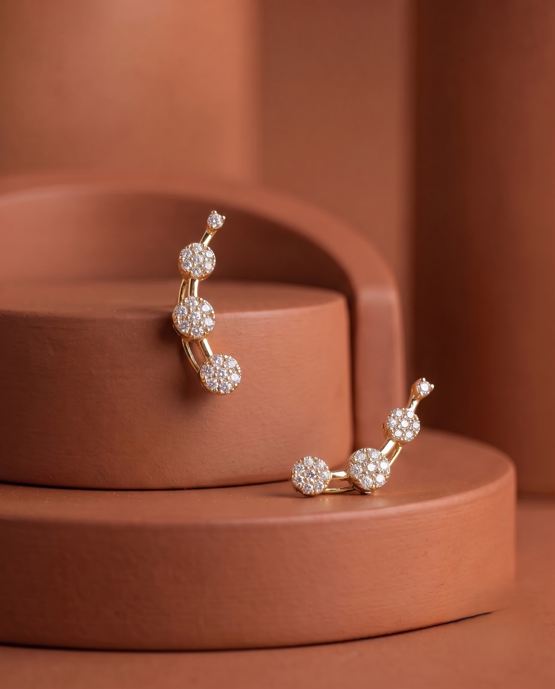 Diamond Curve Gold Finish Ear Cuff - Premium Quality