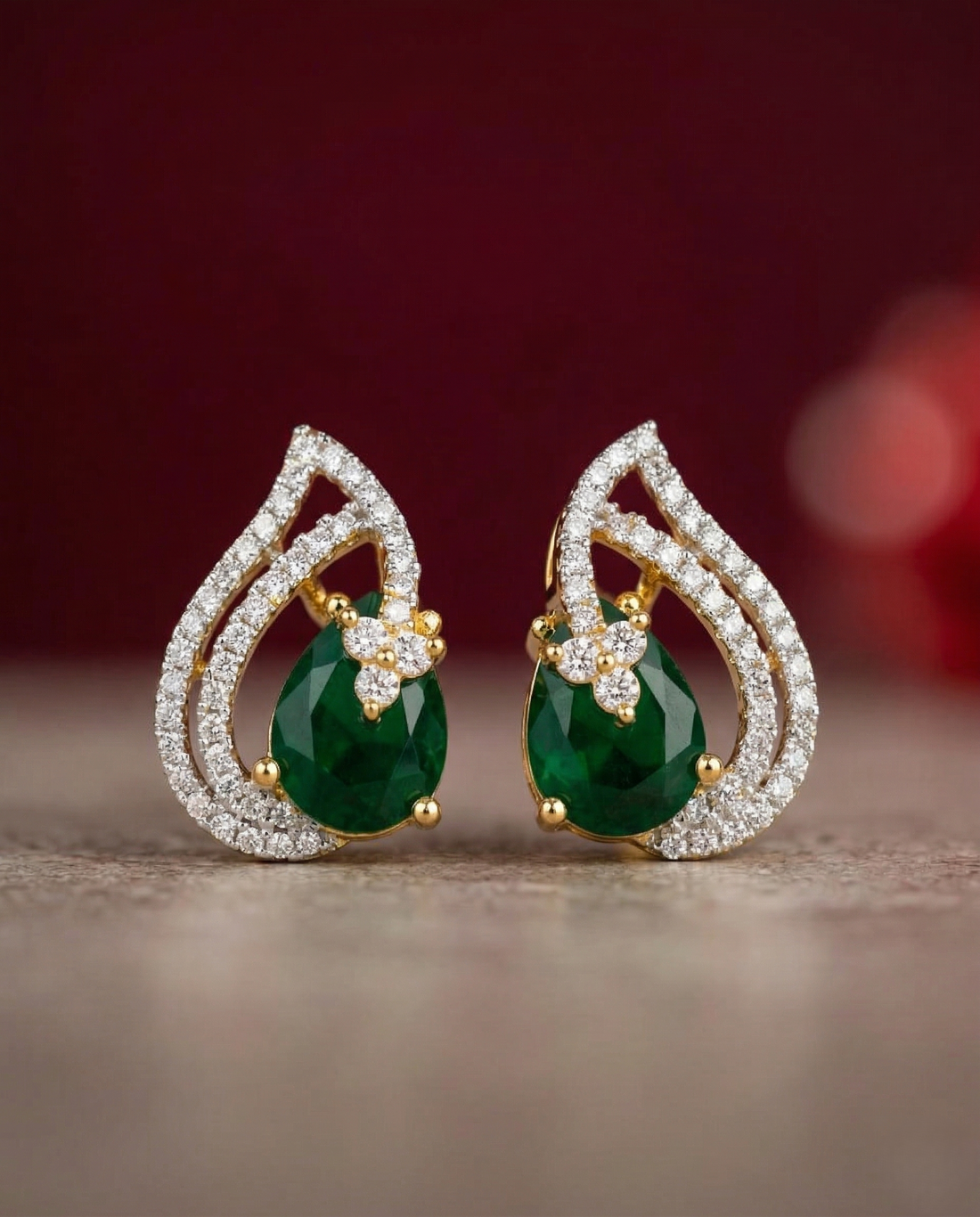 Premium Teardrop Diamond Aura Earrings for Women | Ruby, Emerald, Sapphire & Crystal Party Wear Earrings