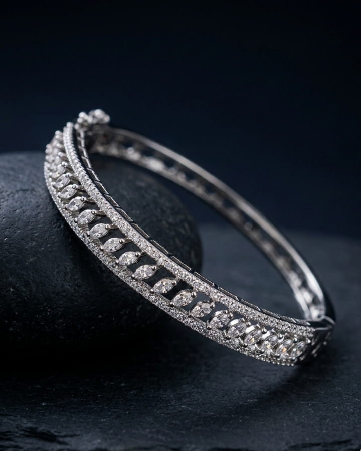 Silver Diamond Look Openable Kada for Women