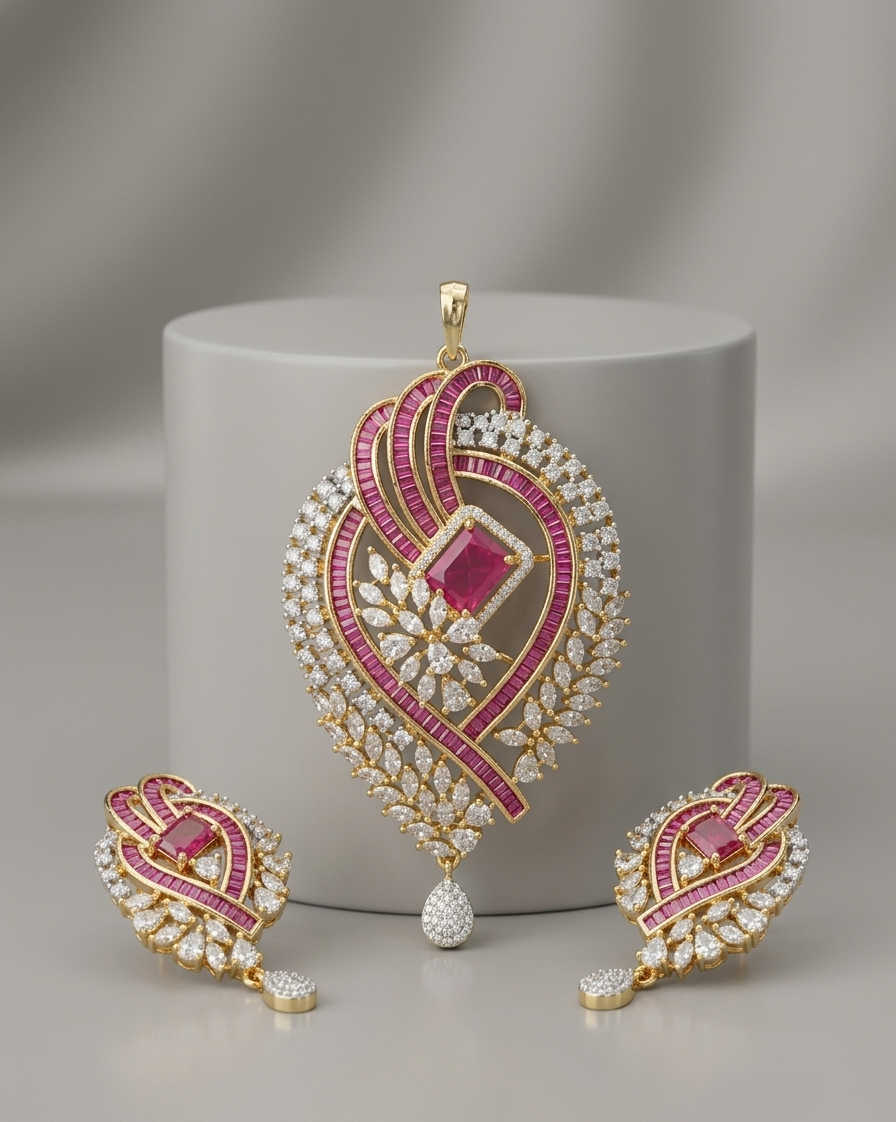 Ruhani Gulnaar Pendant Set