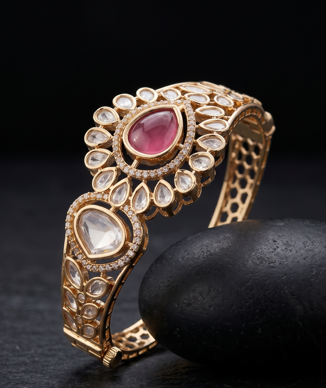 Noorika Kundan Royale   Traditional Polki Style Openable  Bracelet for Women