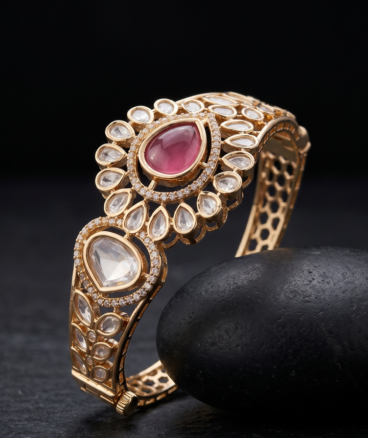 Noorika Kundan Royale   Traditional Polki Style Openable  Bracelet for Women
