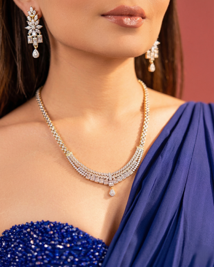 Bridal Diamond Look Necklace Set for Women | Elegant Jewellery