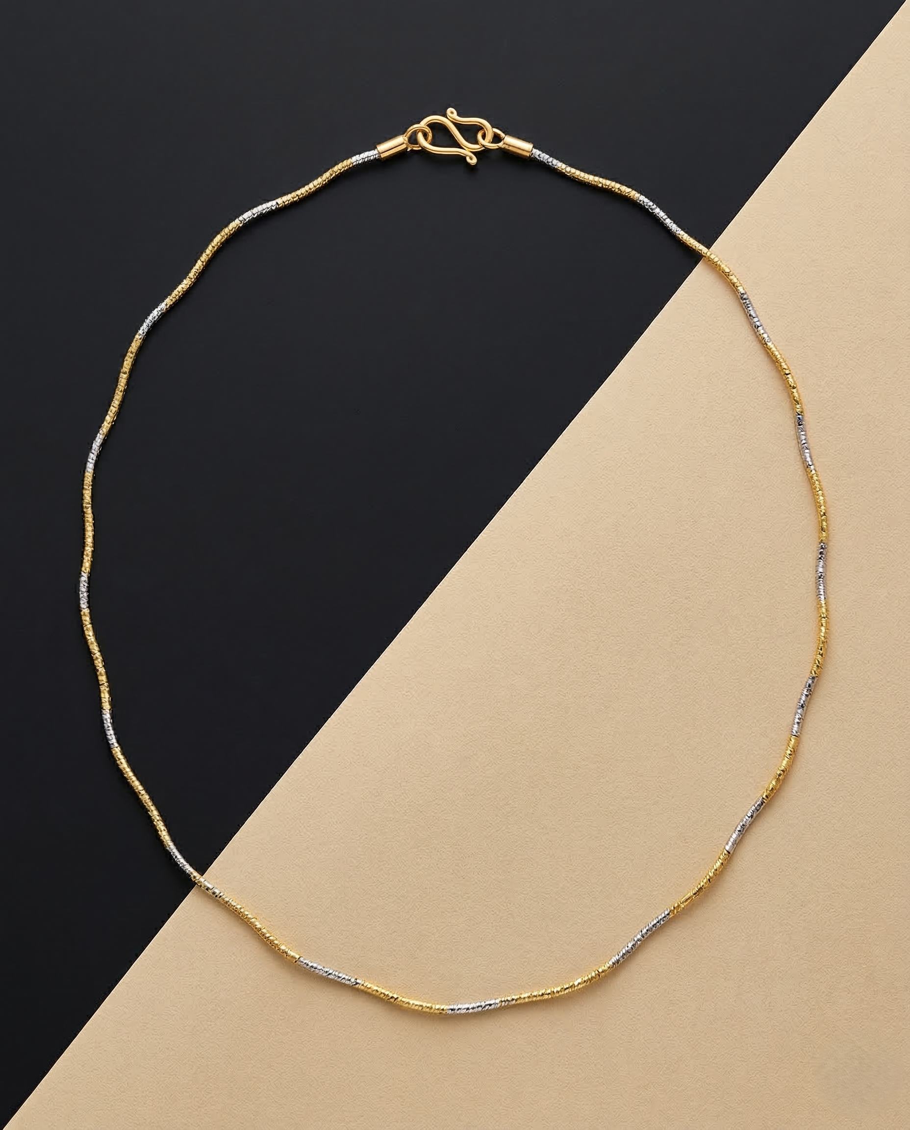 Italian Style Two Tone Gold Silver Chain Necklace