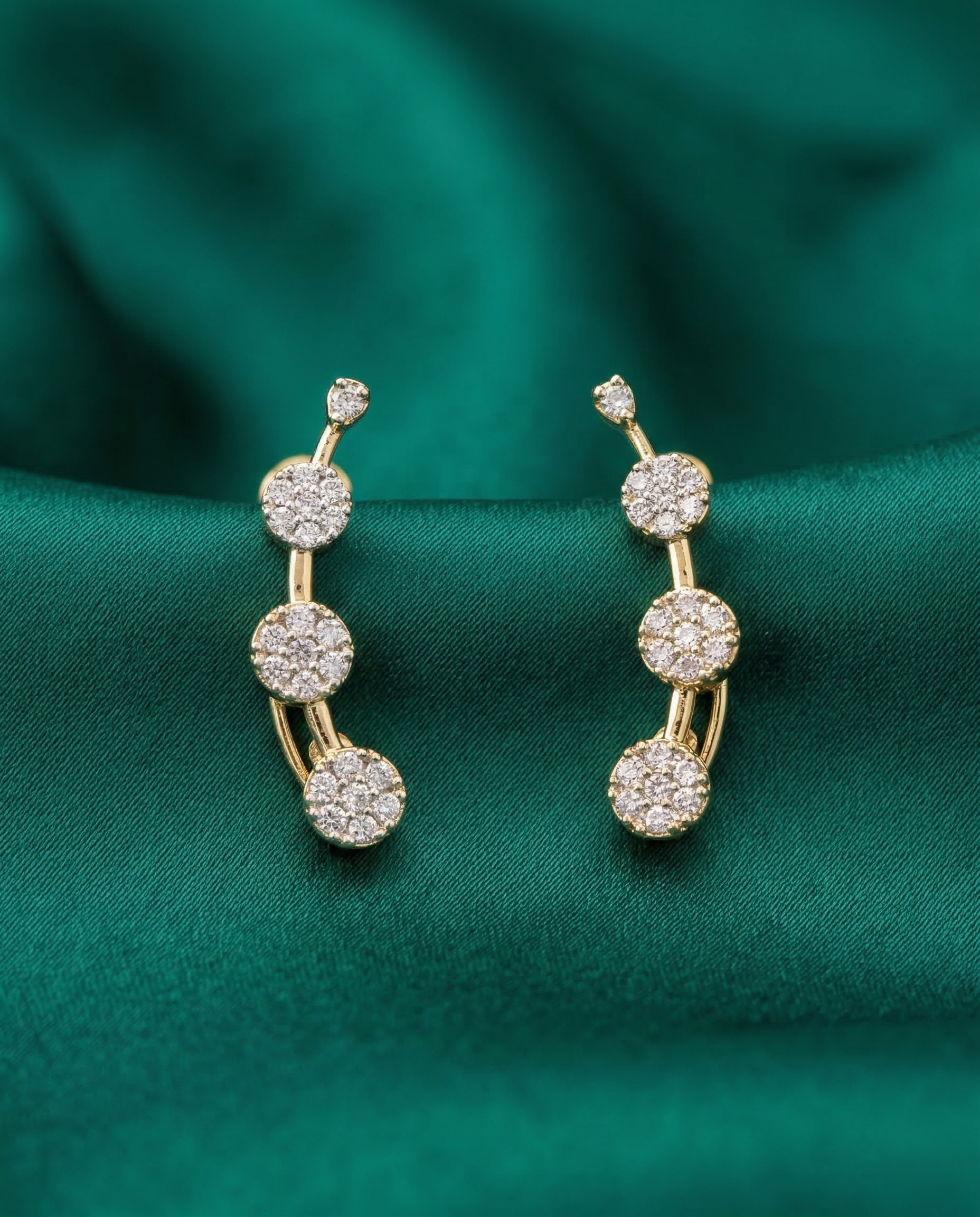 Diamond Curve Gold Finish Ear Cuff - Premium Quality