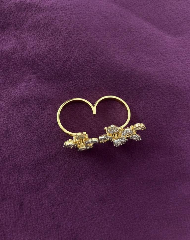 Floral Two Finger Adjustable Ring for Women – Gold & Silver Finish