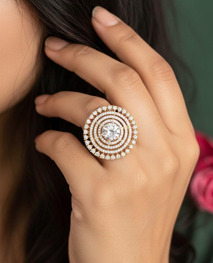 Round Statement Adjustable Ring for Women – Gold & Silver Finish