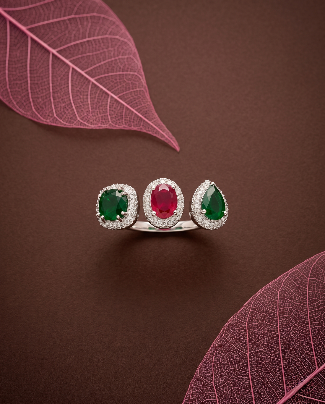 Aurielle Trinity Adjustable Double Finger Ring