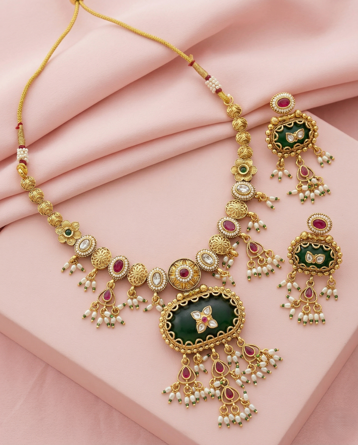Choose Your Colour | 2 Variant Of Premium Antique Necklace set