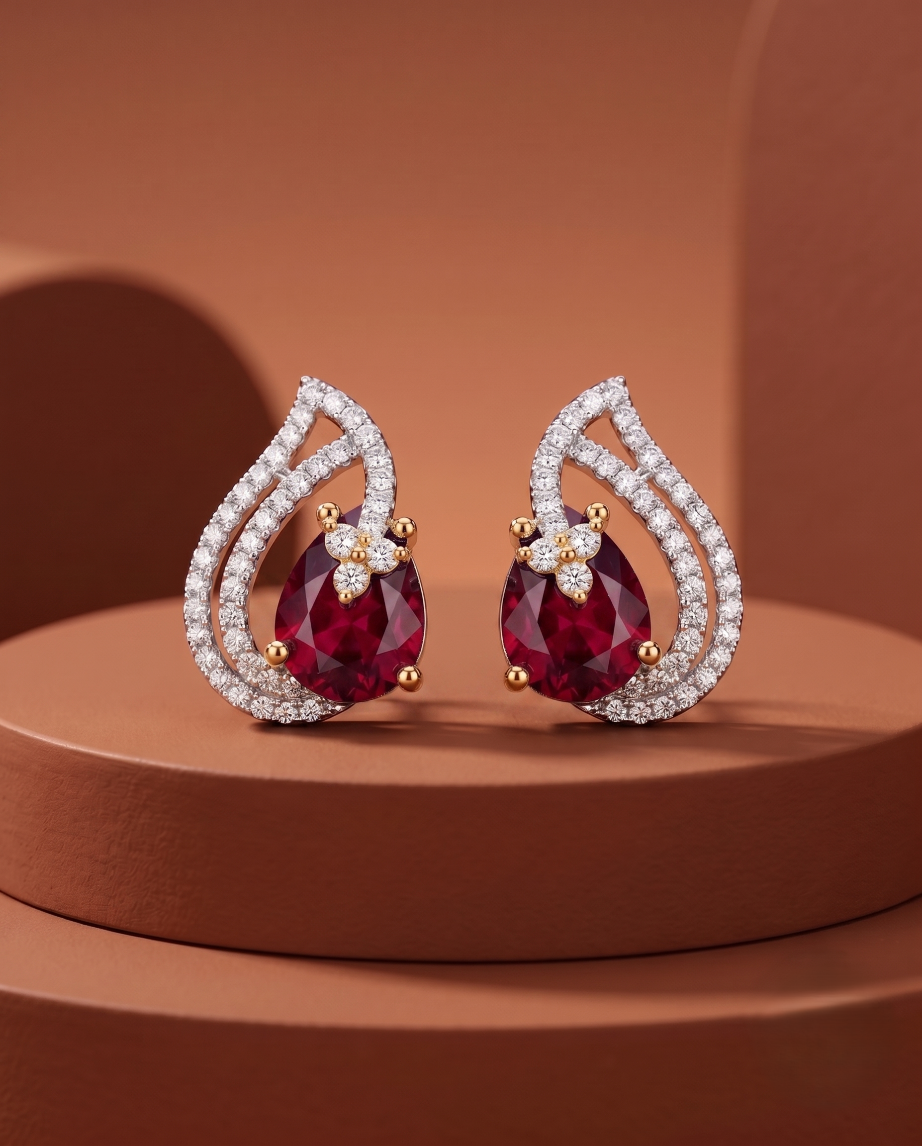 Premium Teardrop Diamond Aura Earrings for Women | Ruby, Emerald, Sapphire & Crystal Party Wear Earrings