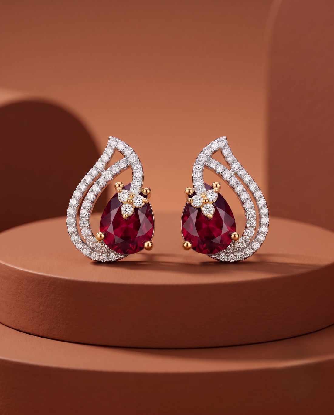 Premium Teardrop Diamond Aura Earrings for Women | Ruby, Emerald, Sapphire & Crystal Party Wear Earrings
