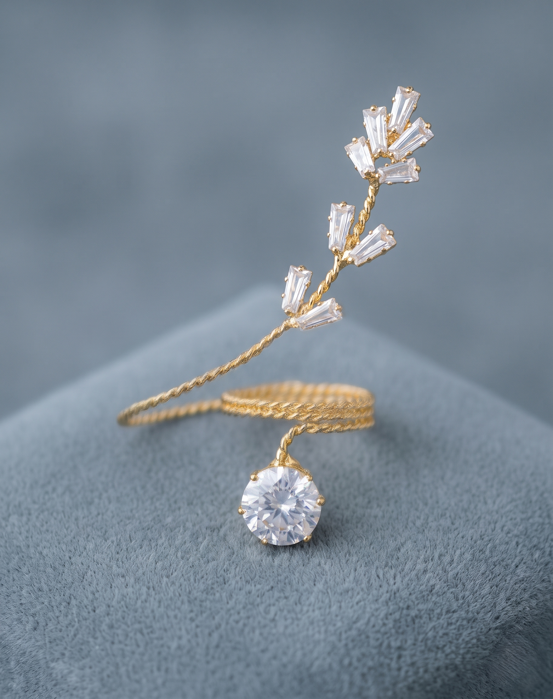 Premium Crystal Drop Statement Ring – Gold & Silver Finish