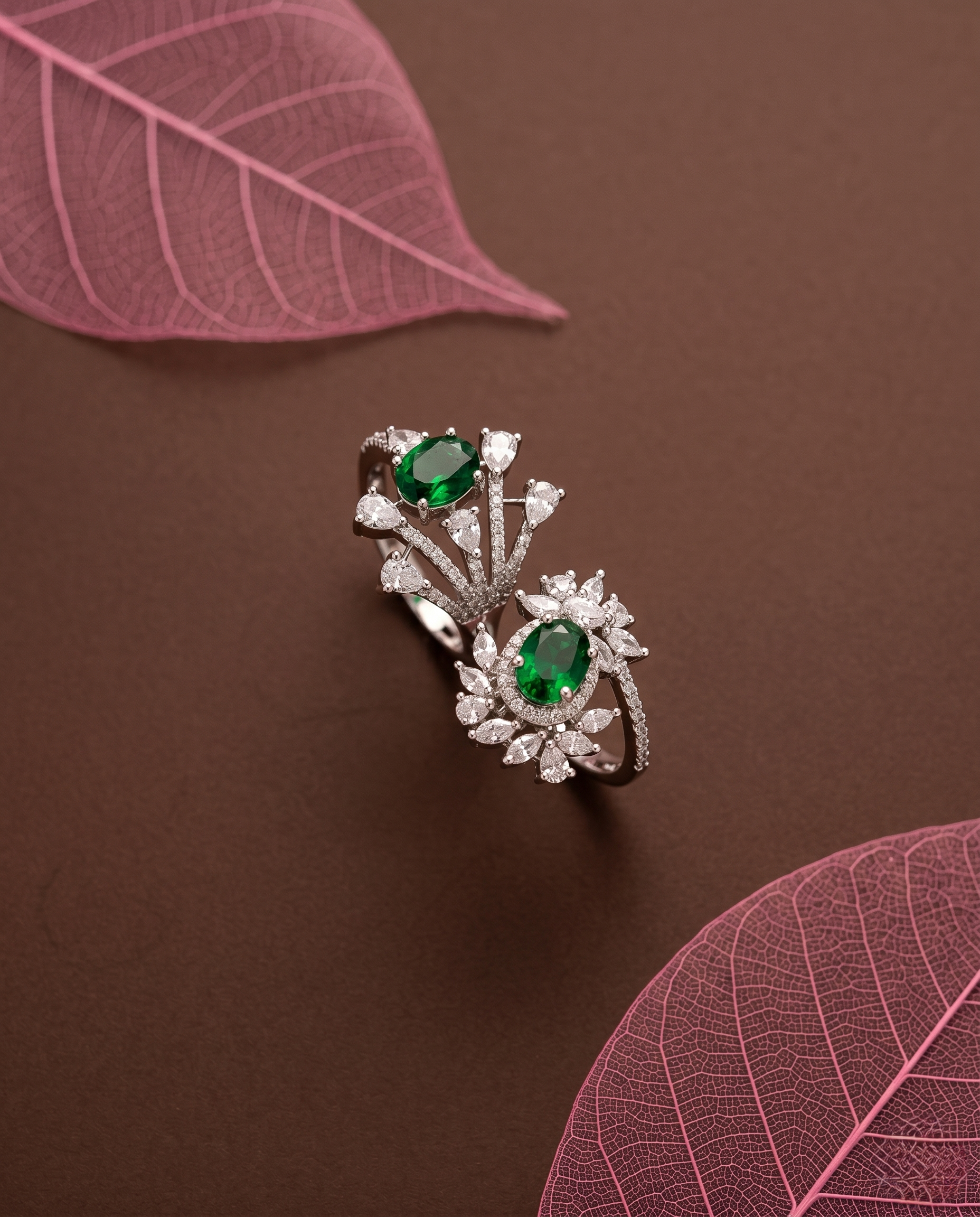 Elara Bloom Adjustable Double Finger Statement Ring