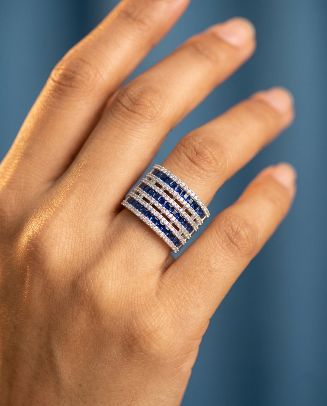 Adjustable Diamond Band Ring for Women | 6 Color Variants Multi Layer Luxury Ring