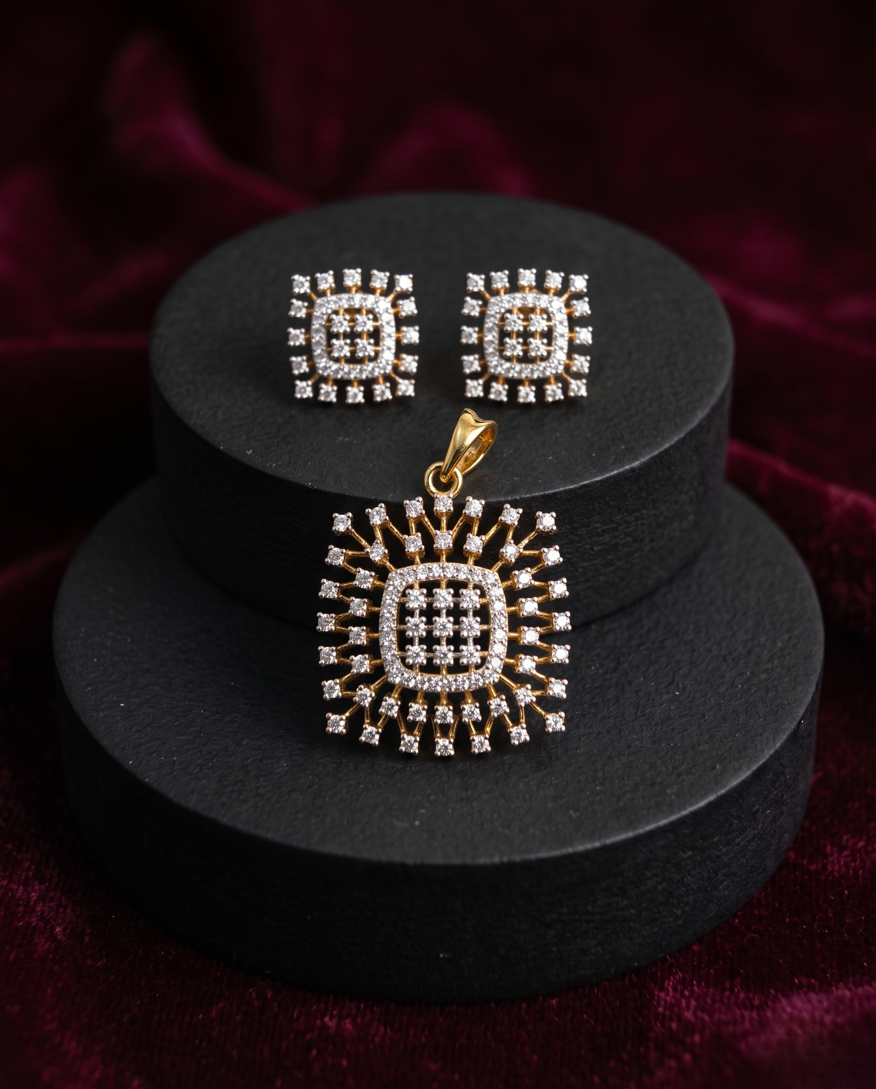 Aarunya Diamond Pendant Set with Designer Stud Earrings