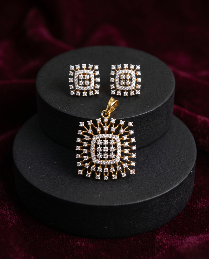Aarunya Diamond Pendant Set with Designer Stud Earrings