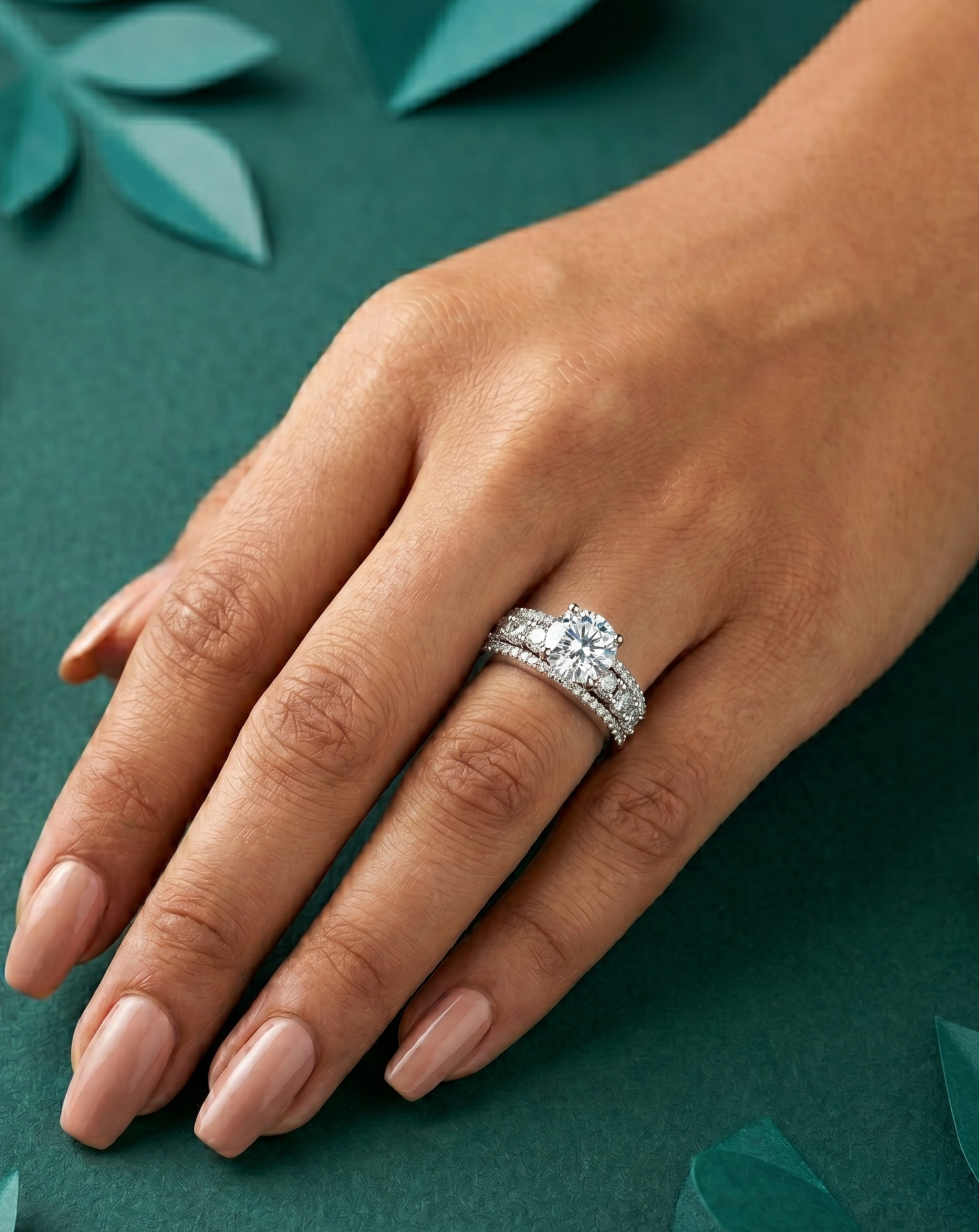 Premium Solitaire Diamond Look Ring Silver Plated Adjustable – 5 Color Variants
