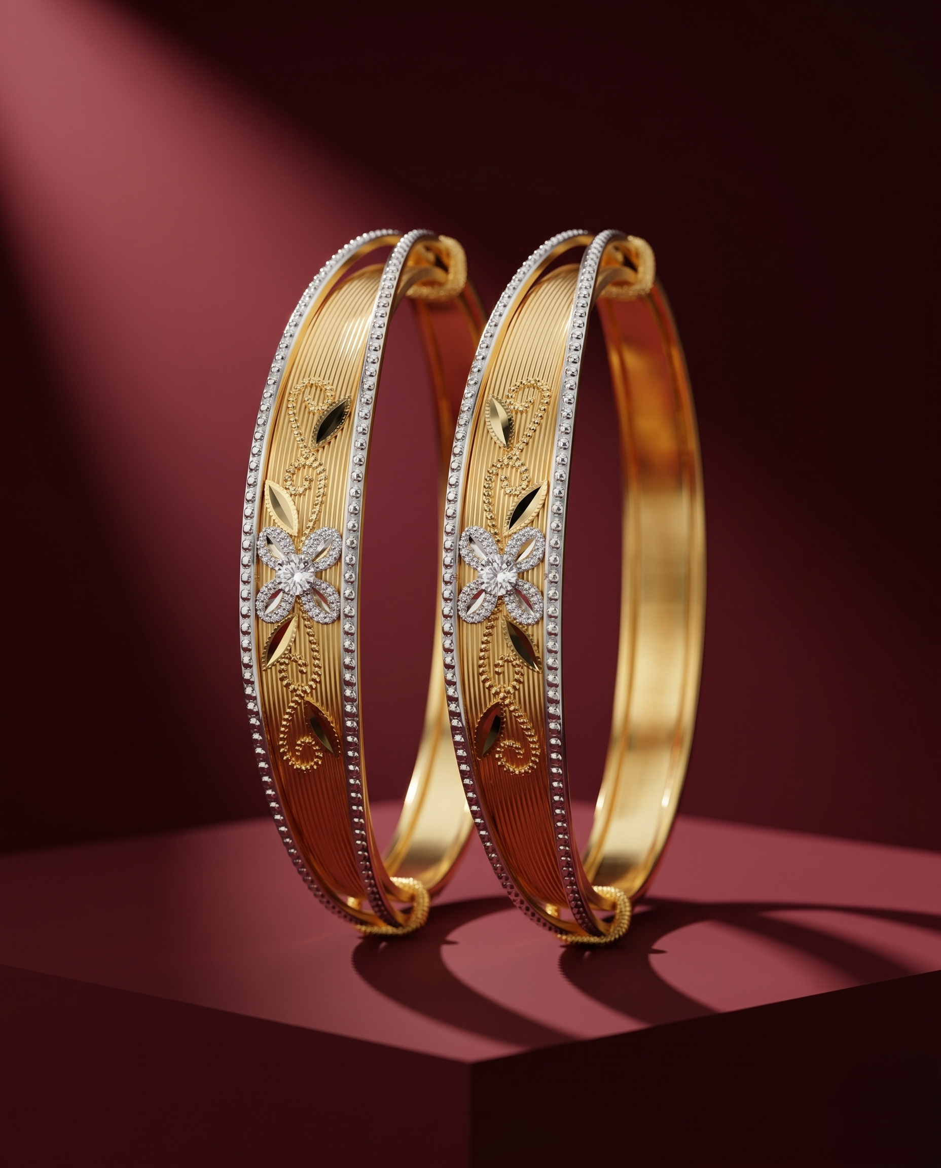 Dual Tone Floral Bangles for Women