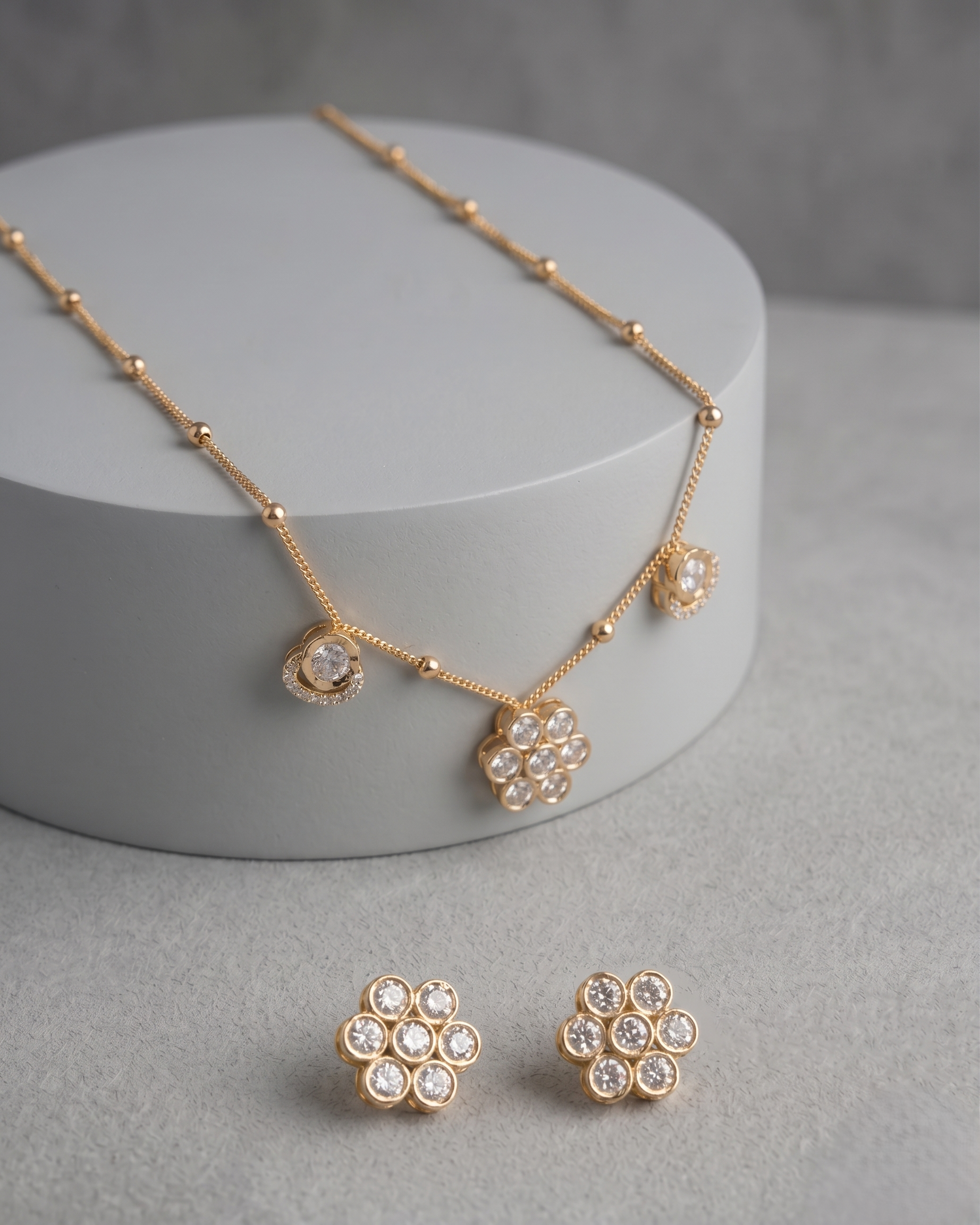 Noor Blossom Gold Finish Floral  Pendant Set for Women