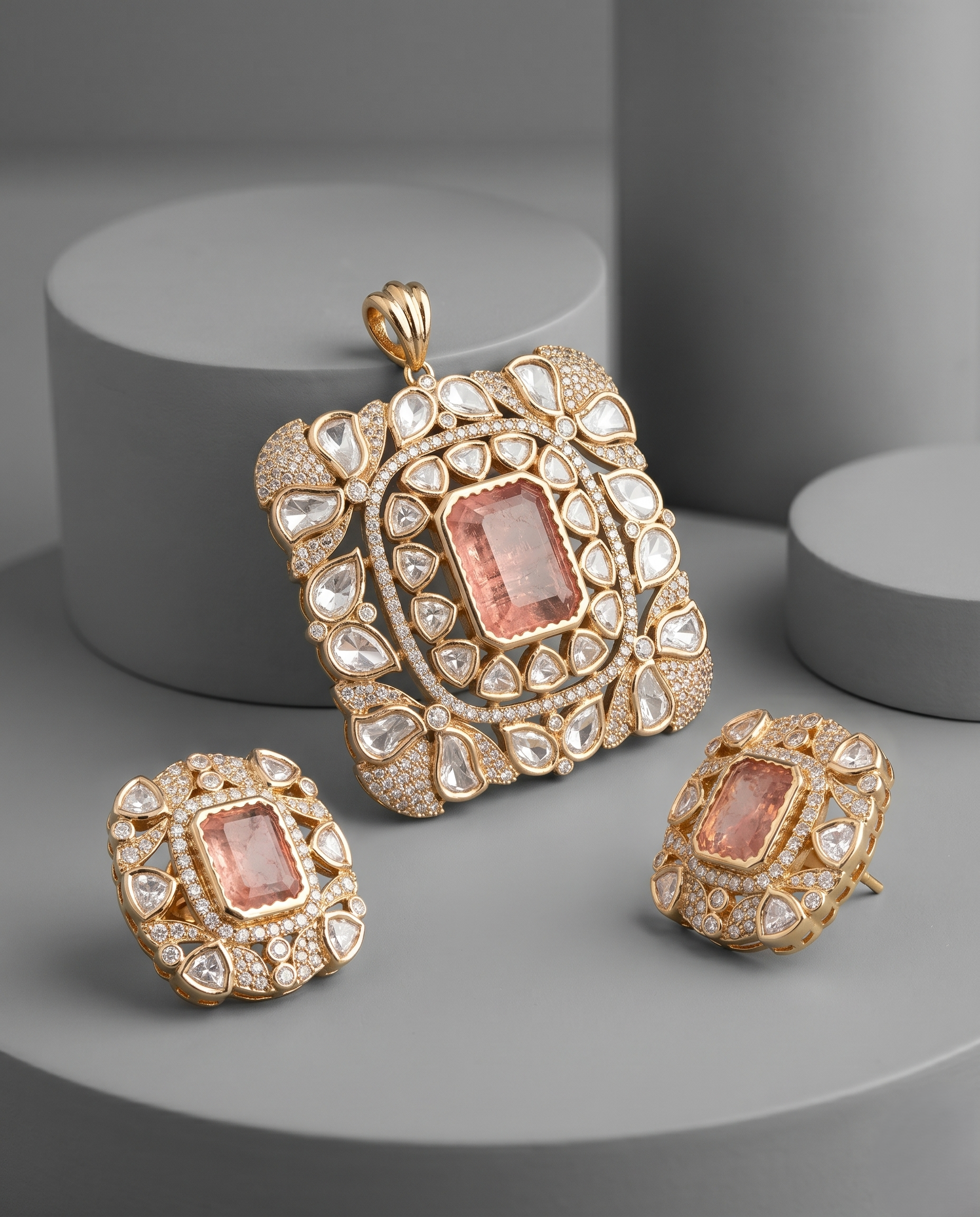 Gulraani Blush Moissanite Pendant Set