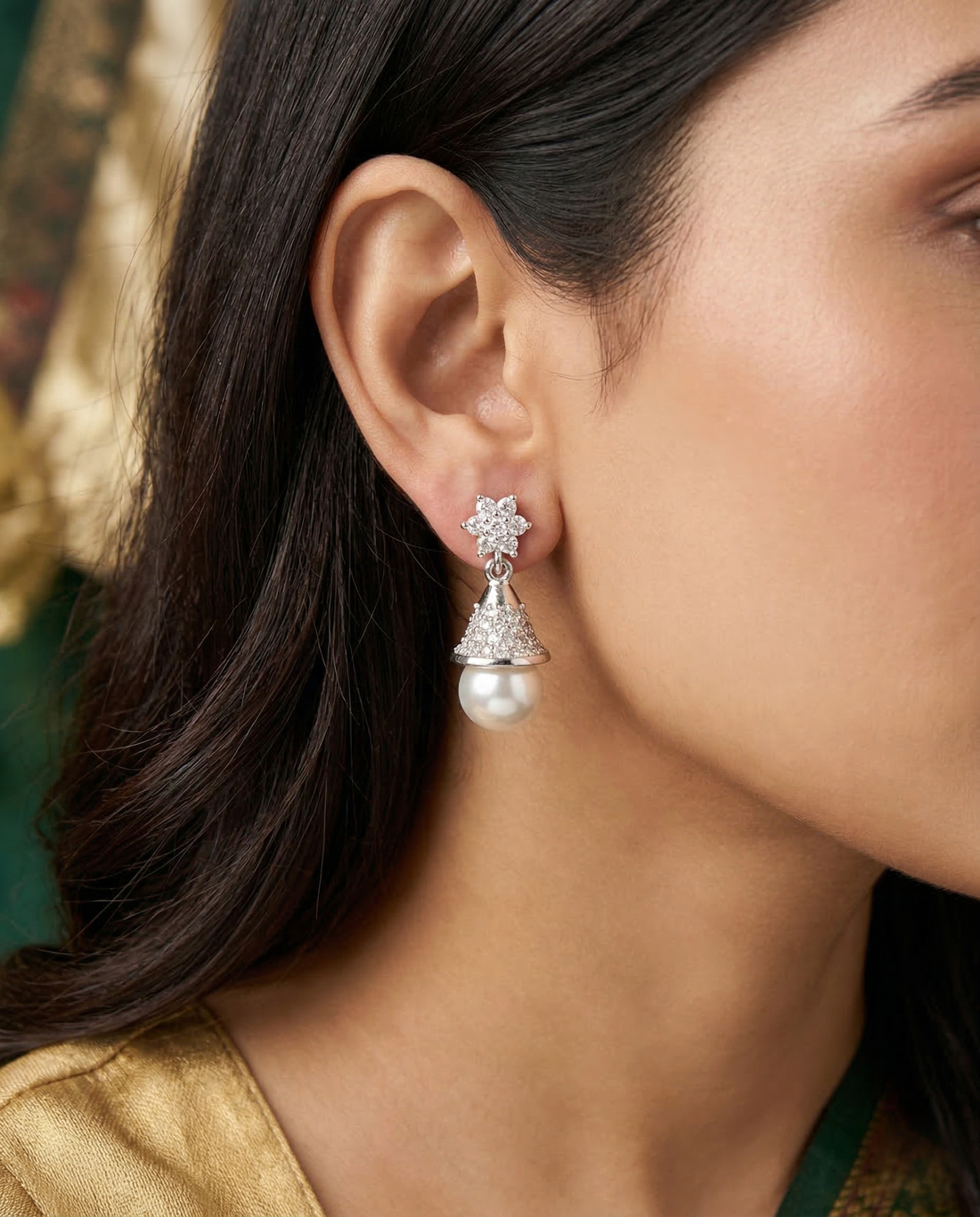 Premium Gold Plated & Silver Plated Pearl Drop Earrings for Women