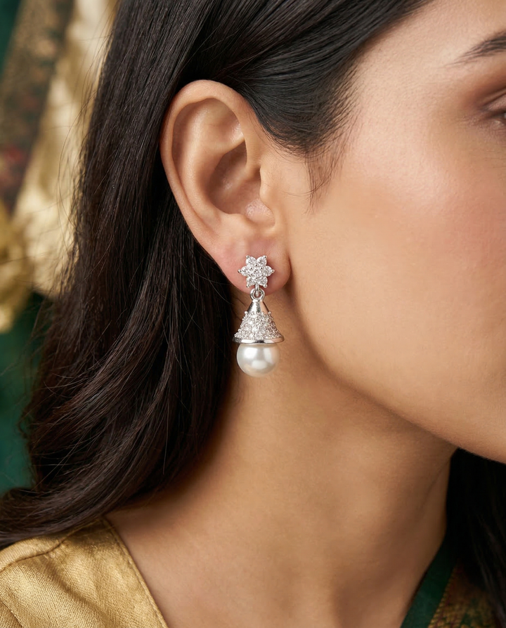 Premium Gold Plated & Silver Plated Pearl Drop Earrings for Women