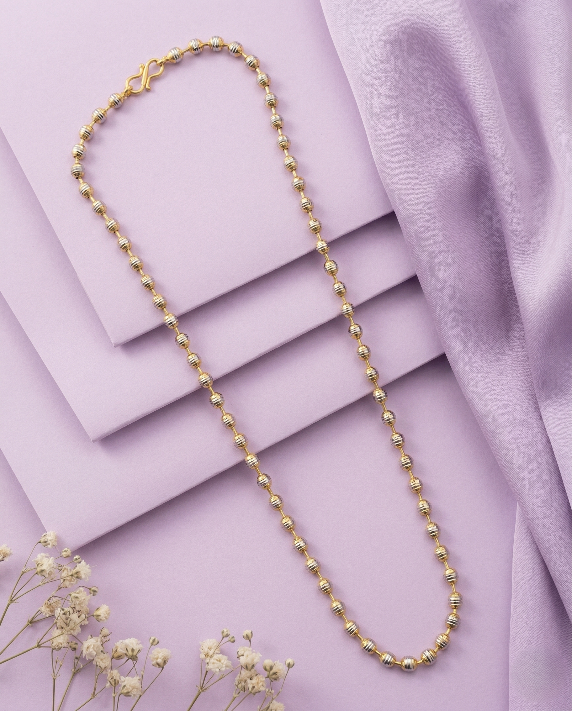 Italian Dual Tone Beaded Chain Necklace for Women | Premium Daily Wear Jewelry