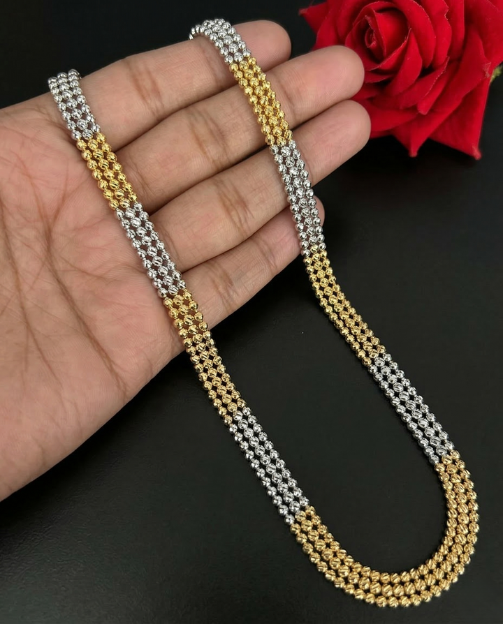 Italian Two Tone Designer Chain Necklace Gold Silver Finish