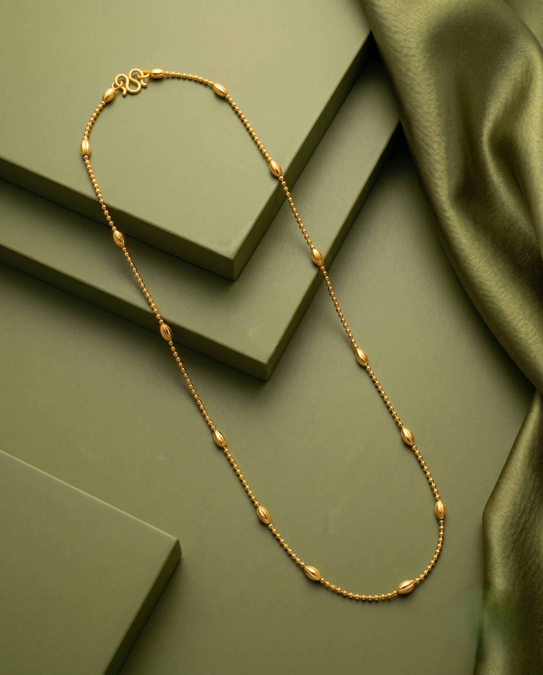 Oval Bead Gold Finish Chain for Women