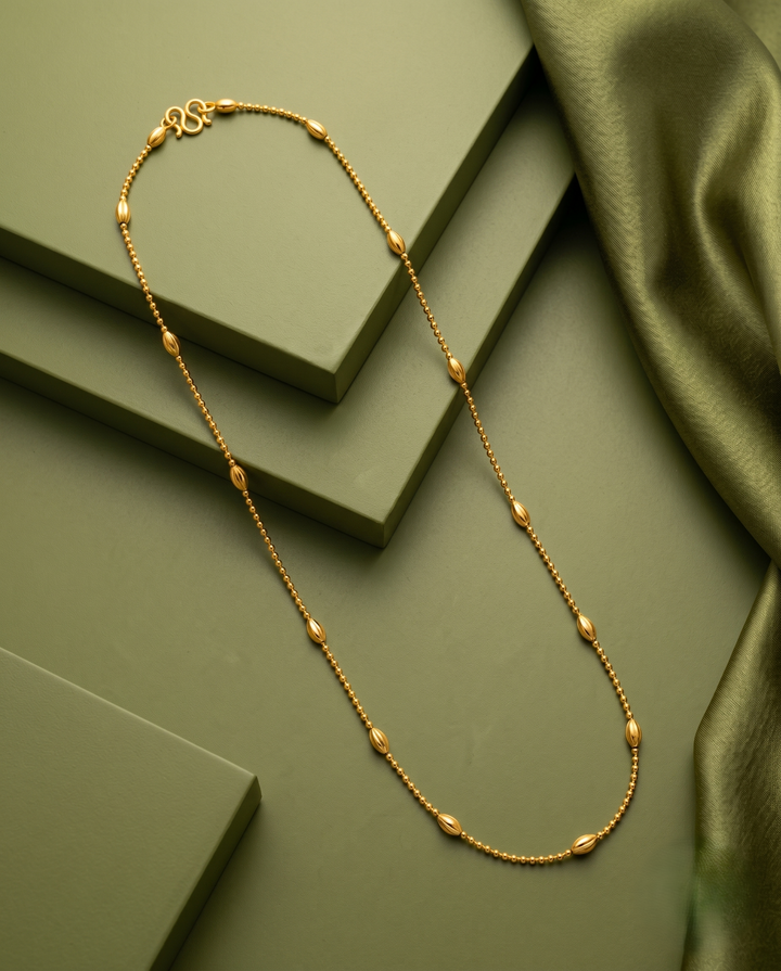 Oval Bead Gold Finish Chain for Women