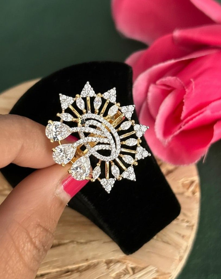 Sunburst Adjustable Statement Ring for Women – Gold Finish