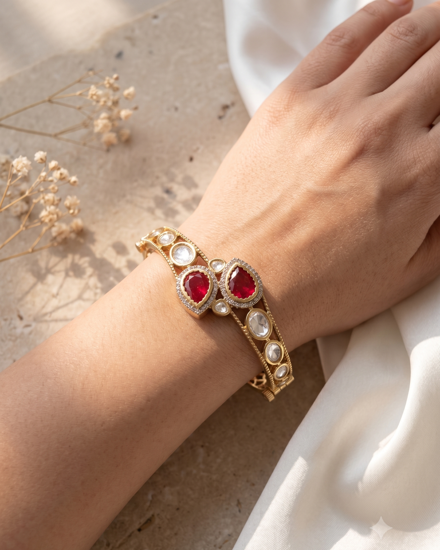 Mehvira Mehndi Polish Mossanite  Kada Bracelet for Women