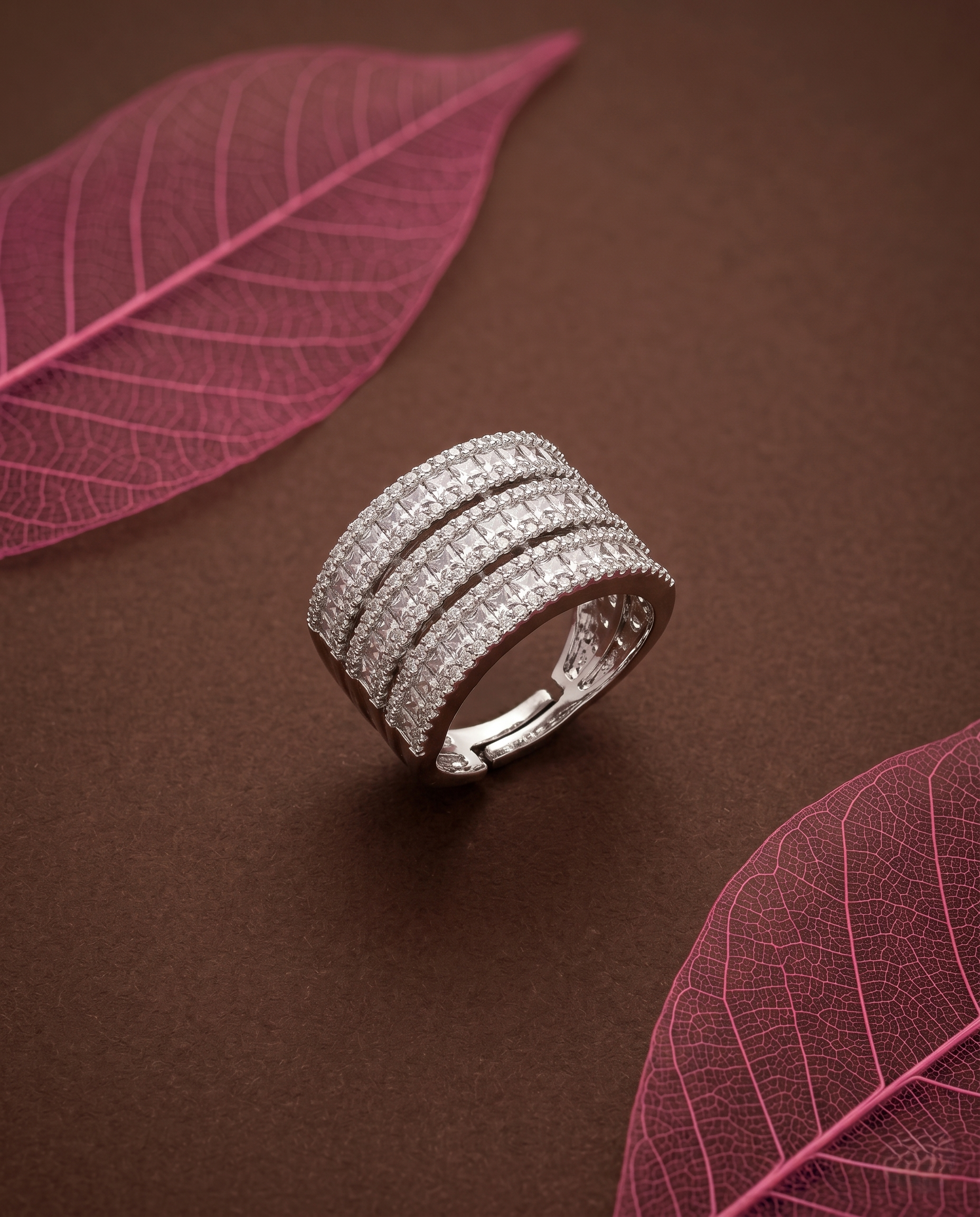 Adjustable Diamond Band Ring for Women | 6 Color Variants Multi Layer Luxury Ring