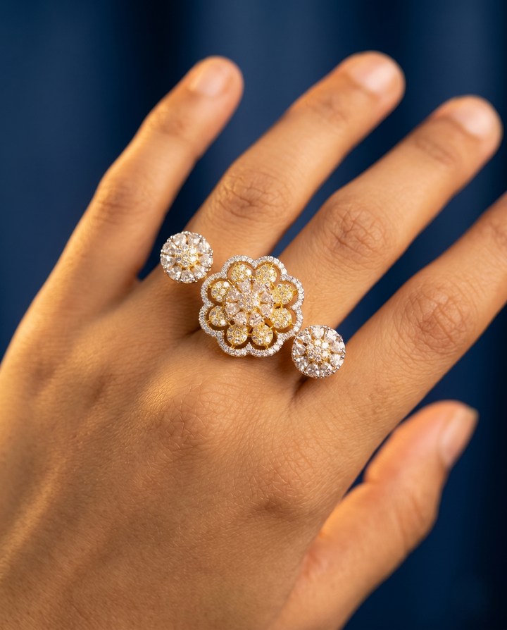 Florielle Radiance Adjustable Bloom Ring – Fit for All Fingers