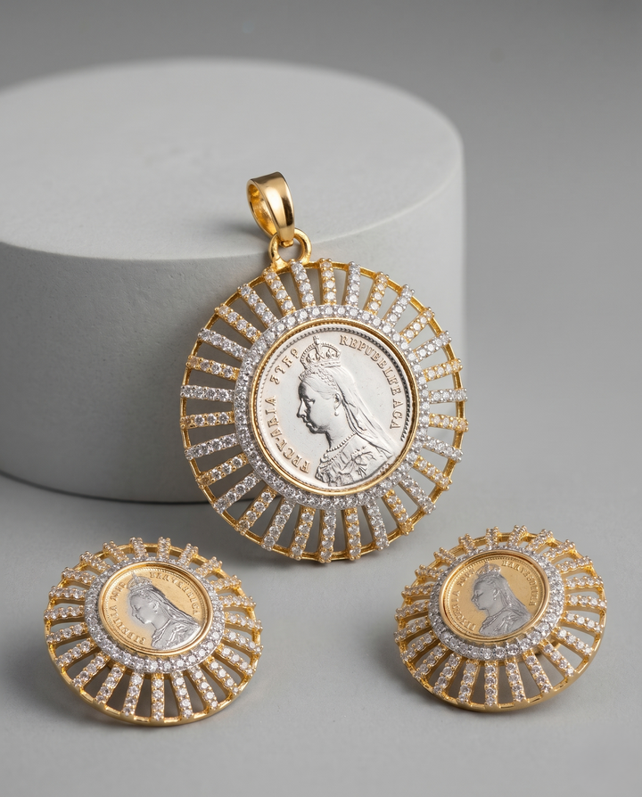 Aurevina Coin Pendant Set with Earrings