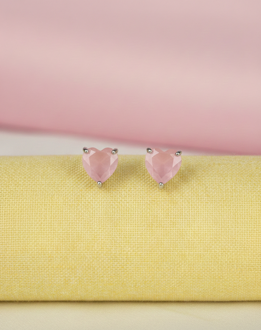 Swarovski Heart Cut Crystal Stud Earrings – Silver Finish | Multi Colour Options