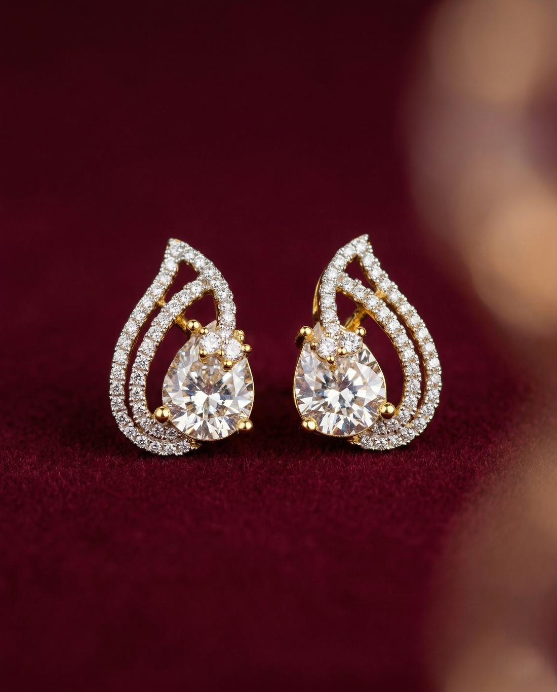 Premium Teardrop Diamond Aura Earrings for Women | Ruby, Emerald, Sapphire & Crystal Party Wear Earrings