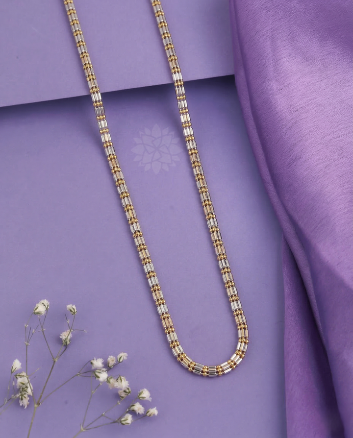Premium Italian Two Tone Slim Designer Chain Necklace Gold Silver Finish