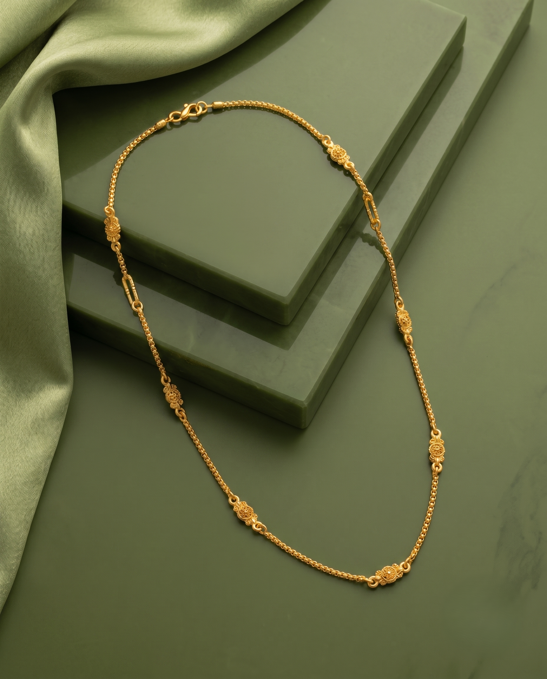 Floral Gold Finish Chain for Women
